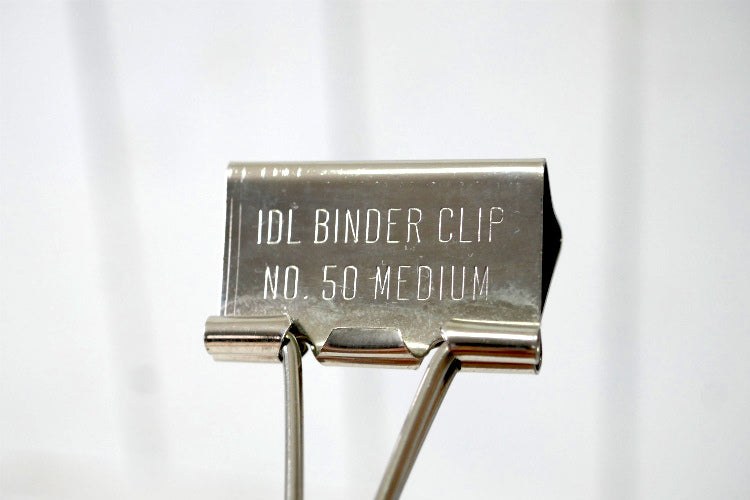 IDL シルバーカラー No.50 MEDIUM ヴィンテージ クリップ バインダークリップ ダブルクリップ 文房具 USA