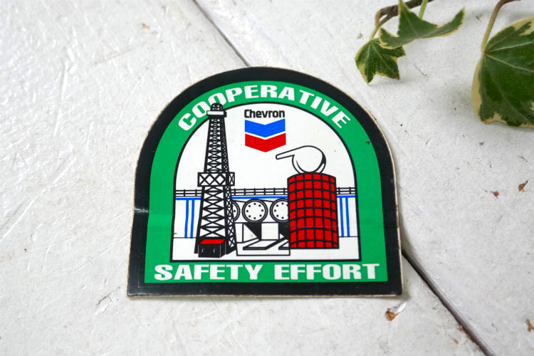 Chevron シェブロン COOPERATIVE SAFETY EFFORT  アドバタイジング ヴィンテージ ステッカー USA ガソリンスタンド オイルカンパニー