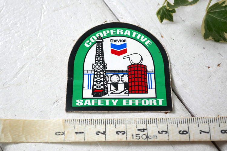 Chevron シェブロン COOPERATIVE SAFETY EFFORT  アドバタイジング ヴィンテージ ステッカー USA ガソリンスタンド オイルカンパニー