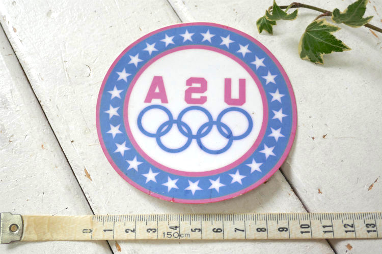 1980y USA Olympics オリンピック  窓用 ガラス ヴィンテージ ステッカー デカール ステッカーチューン