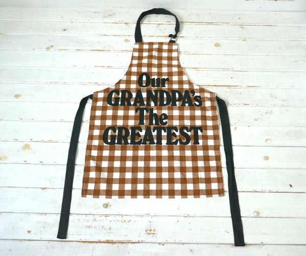 Now Designs Our GRANDPA's The GREATEST 最高のおじいちゃん チェック柄 70's ヴィンテージ エプロン 古着 USA