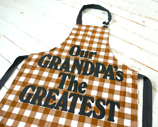 Now Designs Our GRANDPA's The GREATEST 最高のおじいちゃん チェック柄 70's ヴィンテージ エプロン 古着 USA
