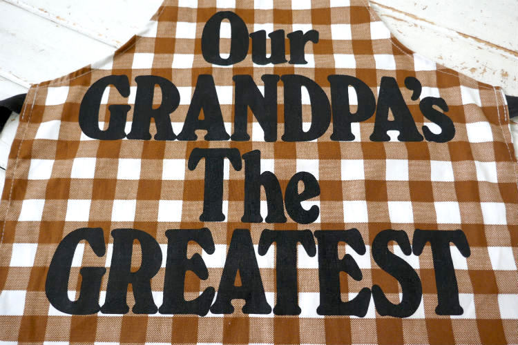Now Designs Our GRANDPA's The GREATEST 最高のおじいちゃん チェック柄 70's ヴィンテージ エプロン 古着 USA
