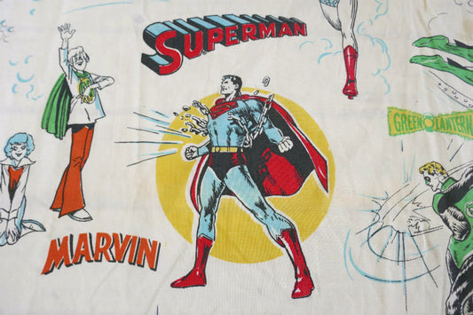 DCコミックス スーパーフレンズ ヒーロー スーパーマン バットマン アメコミ 70's ヴィンテージ ユーズドシーツ ベッドシーツ(ボックスタイプ)USA