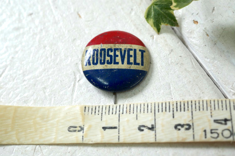 1930y フランクリン・ルーズベルト 第32代アメリカ合衆国大統領 ROOSEVELT ヴィンテージ OLD 缶バッジ USA