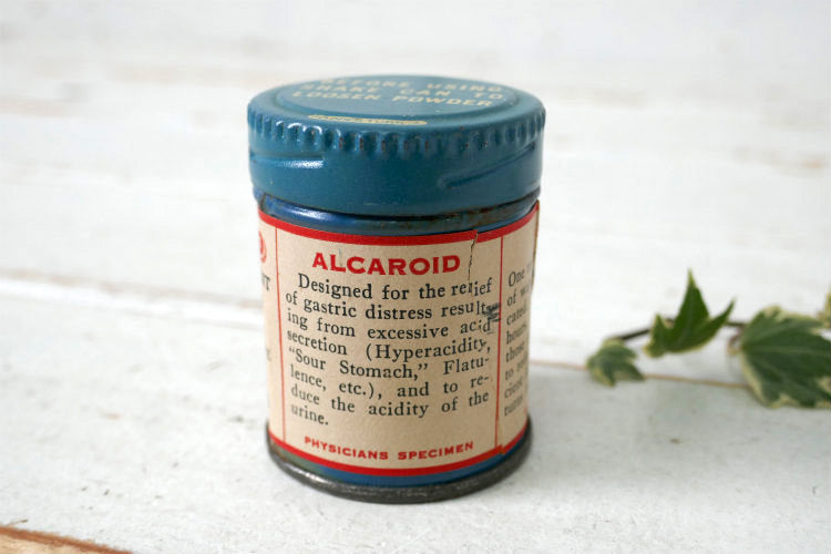 Al-Caroid Antacid The American Ferment Co ターコイズブルー ティン製 ヴィンテージ 薬缶 ティン缶 USA