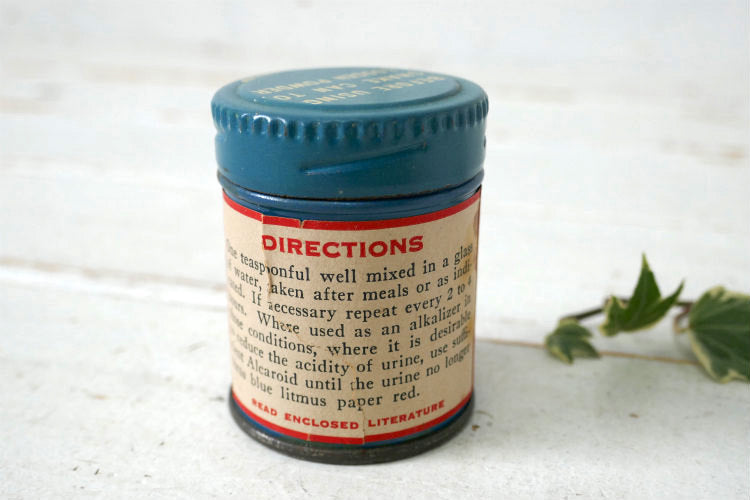 Al-Caroid Antacid The American Ferment Co ターコイズブルー ティン製 ヴィンテージ 薬缶 ティン缶 USA