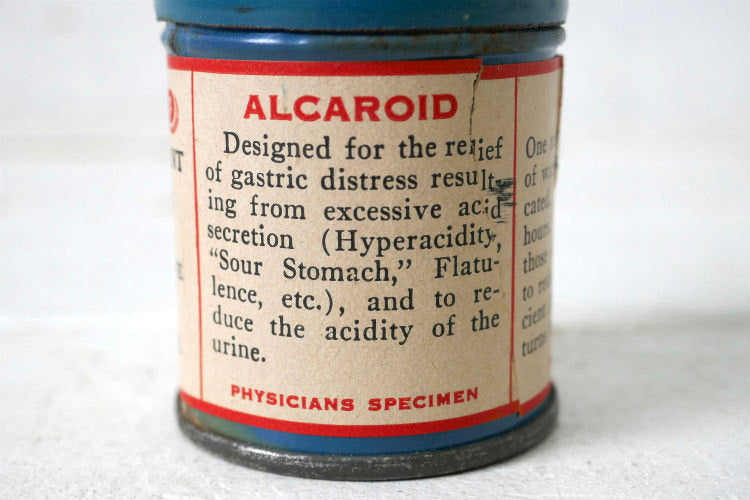 Al-Caroid Antacid The American Ferment Co ターコイズブルー ティン製 ヴィンテージ 薬缶 ティン缶 USA