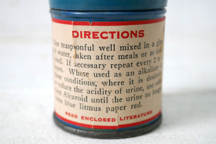 Al-Caroid Antacid The American Ferment Co ターコイズブルー ティン製 ヴィンテージ 薬缶 ティン缶 USA