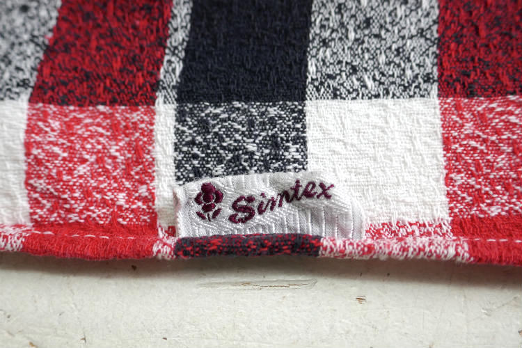 Simtex チェック柄 レトロ 平織り ヴィンテージ ファブリック 生地 テキスタイル テーブルクロス USA