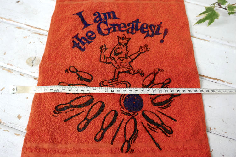 St. Mary's ボーリング柄 I am the Greatest! コットン100% デッドストック ヴィンテージ フェイスタオル タオル USA