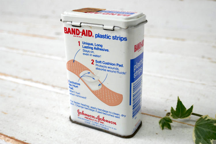 ジョンソン&ジョンソン BAND-AID バンドエイド 70's ヴィンテージ ティン缶 ブリキ缶 USA