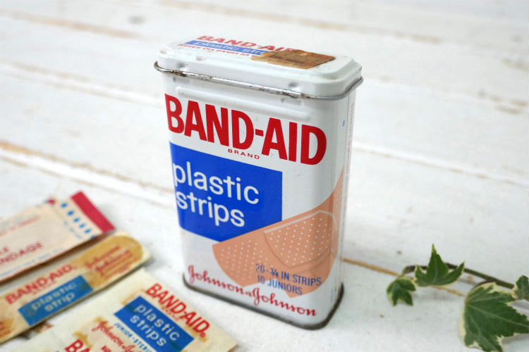 ジョンソン&ジョンソン BAND-AID バンドエイド 70's ヴィンテージ ティン缶 ブリキ缶 USA