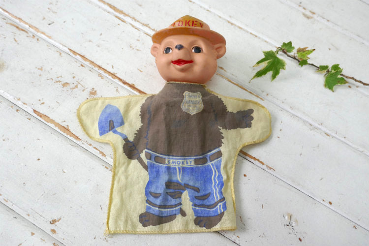 SMOKEY BEAR IDEAL TOY CORP スモーキーベア 60's ヴィンテージ  ハンド パペット ぬいぐるみ ソフビ ドール 人形 USA レア