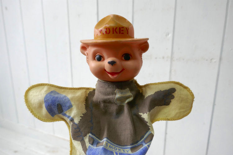 SMOKEY BEAR IDEAL TOY CORP スモーキーベア 60's ヴィンテージ  ハンド パペット ぬいぐるみ ソフビ ドール 人形 USA レア