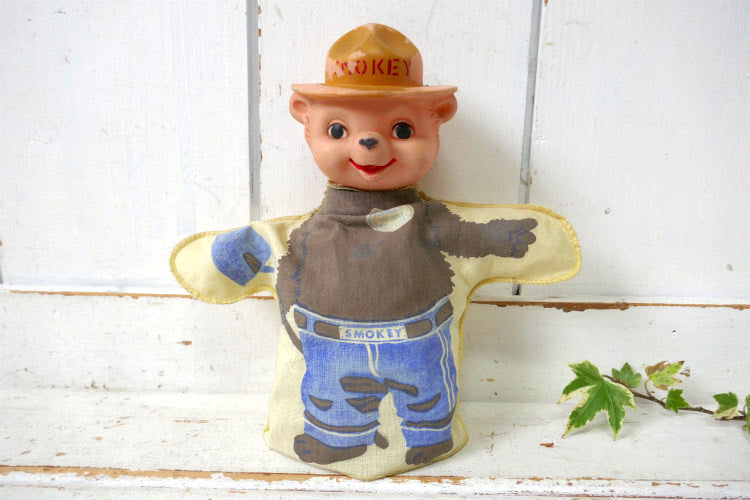 SMOKEY BEAR IDEAL TOY CORP スモーキーベア 60's ヴィンテージ  ハンド パペット ぬいぐるみ ソフビ ドール 人形 USA レア