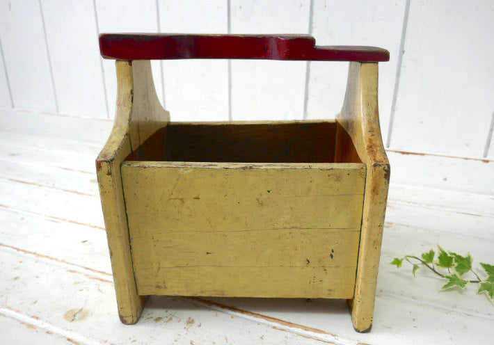 USA 木製 脚付き ブラシ＆道具付き ヴィンテージ シューケアボックス OLD 靴磨き道具入れ ツールバスケット
