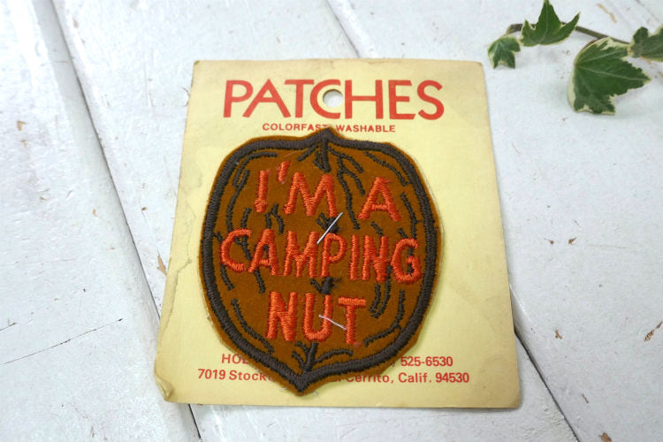 I'M A CAMPING NUT キャンプ大好き バカ! アメリカンジョーク デッドストック ヴィンテージ ワッペン 刺繍 USA
