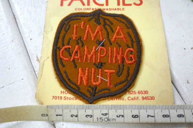 I'M A CAMPING NUT キャンプ大好き バカ! アメリカンジョーク デッドストック ヴィンテージ ワッペン 刺繍 USA
