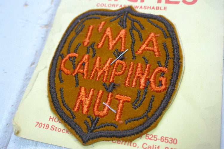 I'M A CAMPING NUT キャンプ大好き バカ! アメリカンジョーク デッドストック ヴィンテージ ワッペン 刺繍 USA