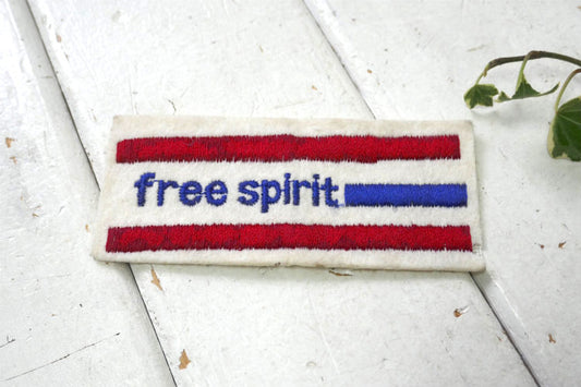 Free spirit フリースピリット 自由な魂 1970y ヴィンテージ ワッペン 刺繍 シアーズ ノベルティ 自転車 パッチ USA デッドストック トリコロール