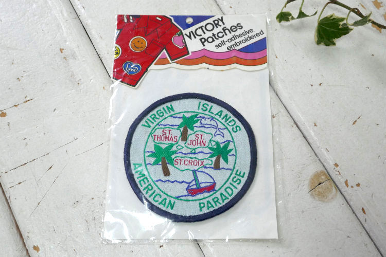 1970y バージン諸島 VIRGIN ISLANDS AMERICAN PARADISE ヴィンテージ　ワッペン　刺繍 パッチ　デッドストック