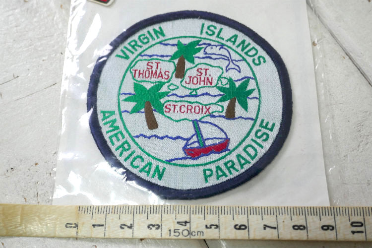 1970y バージン諸島 VIRGIN ISLANDS AMERICAN PARADISE ヴィンテージ　ワッペン　刺繍 パッチ　デッドストック