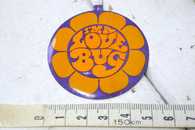 LOVE BUG ラブ バグ VW フォルクスワーゲン USA 1968's 映画 ヴィンテージ ピンバッジ パープル×オレンジ デッドストック