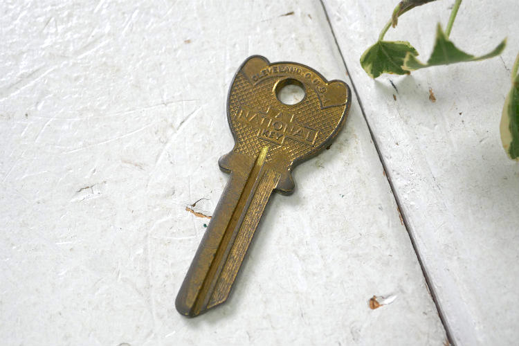 1950y NATIONAL KEY ナショナル OLD ブランクキー  HU1 ヴィンテージ キー 鍵 USA アンソロポモルフィック キャラクター ロゴ デッドストック