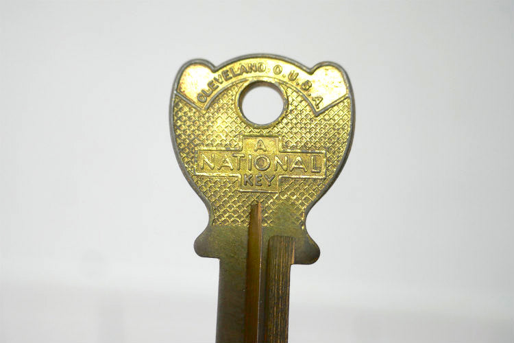 1950y NATIONAL KEY ナショナル OLD ブランクキー  HU1 ヴィンテージ キー 鍵 USA アンソロポモルフィック キャラクター ロゴ デッドストック