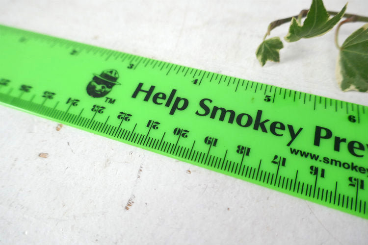 Help Smokey Prevent Wildfires! スモーキーベア 当時モノ ヴィンテージ 文房具 ルーラー 定規 企業キャラ 物差し