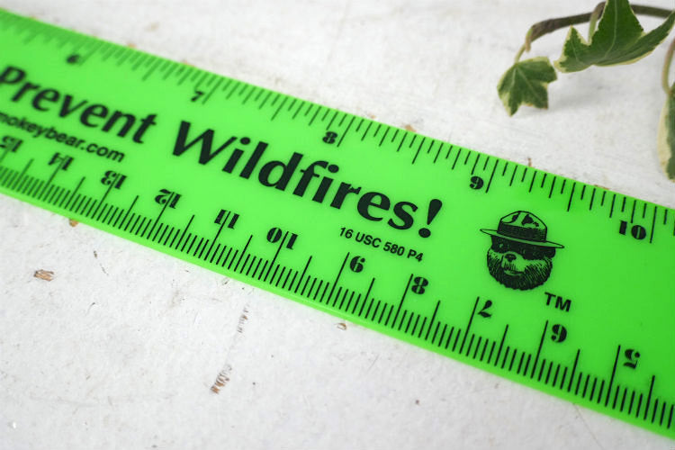 Help Smokey Prevent Wildfires! スモーキーベア 当時モノ ヴィンテージ 文房具 ルーラー 定規 企業キャラ 物差し