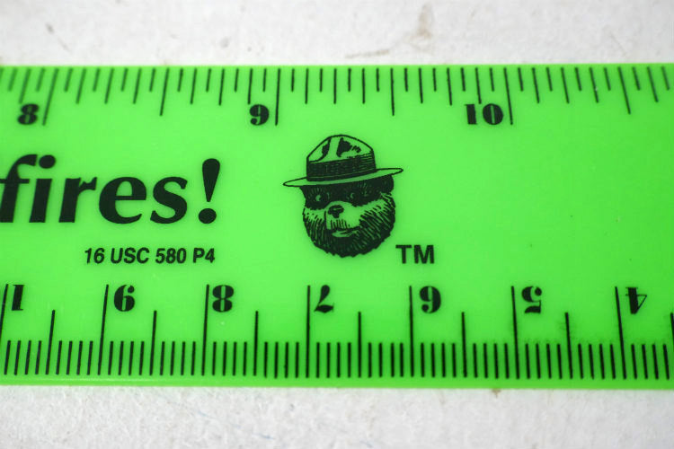 Help Smokey Prevent Wildfires! スモーキーベア 当時モノ ヴィンテージ 文房具 ルーラー 定規 企業キャラ 物差し