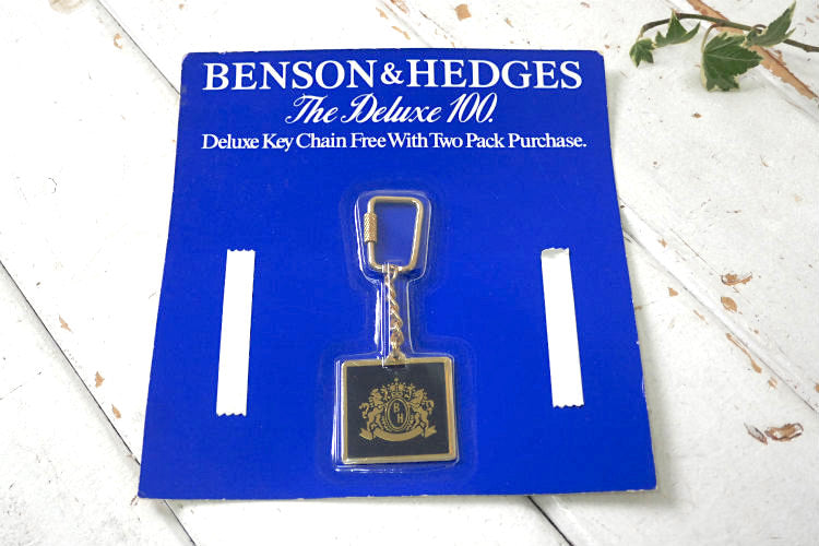 1984y Benson & Hedges ベンソン＆ヘッジス イギリス王室御用達 タバコ ノベルティ ゴールドトーン デッドストック ヴィンテージ キーホルダー キーチェーン USA