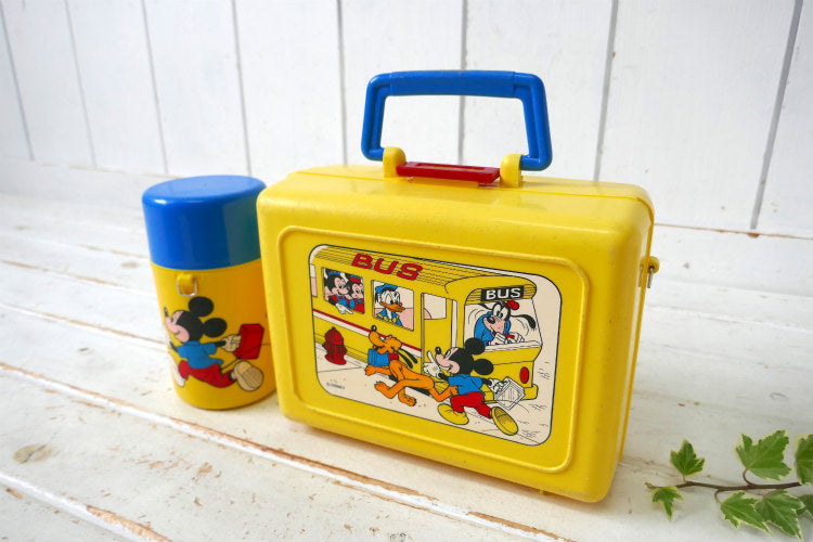 ディズニー ミッキー&フレンズ モーティー&フェルディー BUS 水筒付き 80's ヴィンテージ ランチボックス