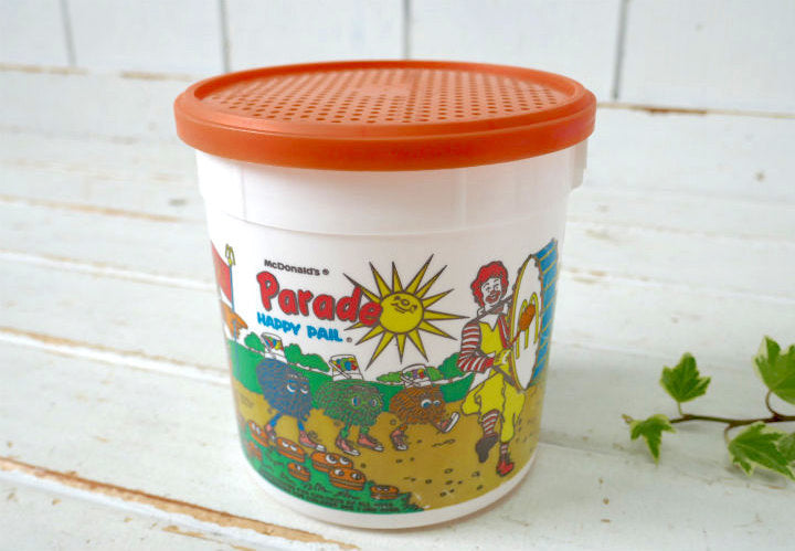 マクドナルド Happy Pail ハッピーミール パレード柄 トイ オレンジ 80's ヴィンテージ バケツ オモチャ USA