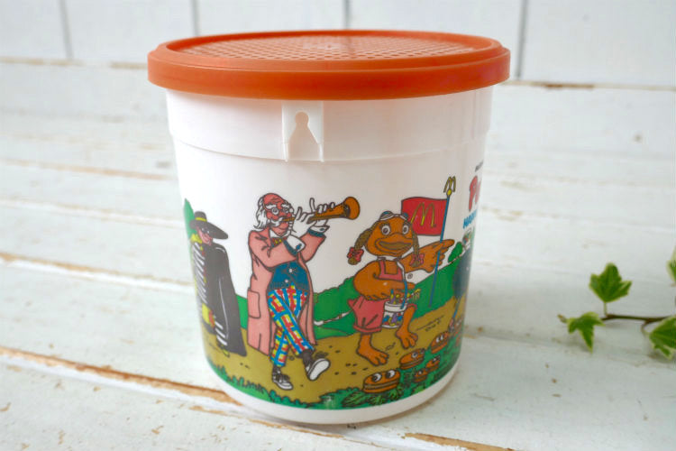 マクドナルド Happy Pail ハッピーミール パレード柄 トイ オレンジ 80's ヴィンテージ バケツ オモチャ USA