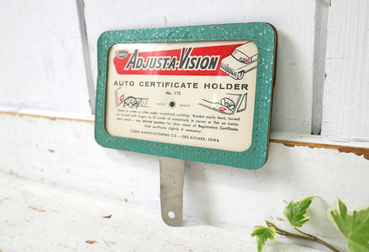 1940~1950y ADJUST-A-VISION 自動車 アメ車 レジストレーション 登録証 デッドストック ヴィンテージ 証明書ホルダー カーアクセサリー USA