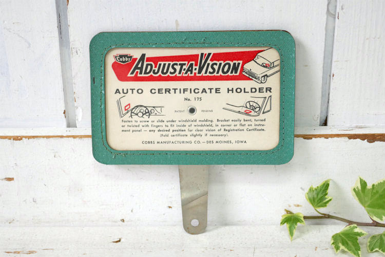 1940~1950y ADJUST-A-VISION 自動車 アメ車 レジストレーション 登録証 デッドストック ヴィンテージ 証明書ホルダー カーアクセサリー USA