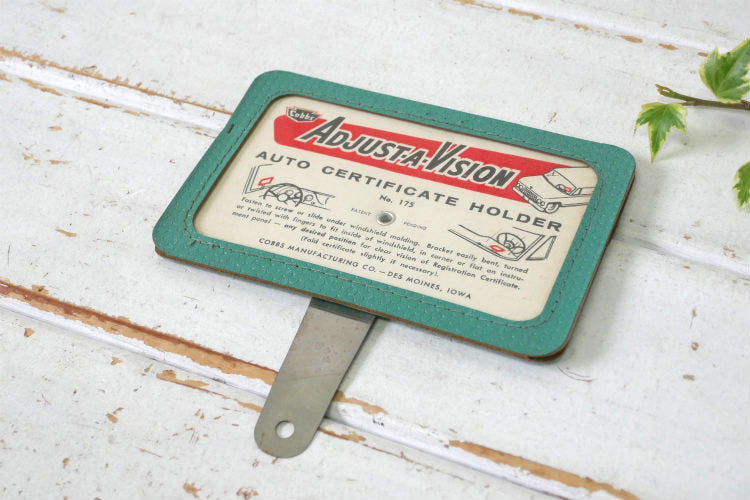 1940~1950y ADJUST-A-VISION 自動車 アメ車 レジストレーション 登録証 デッドストック ヴィンテージ 証明書ホルダー カーアクセサリー USA