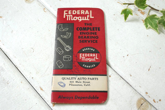 FEDERAL Mogul エンジン ベアリング サービス Quality Auto Parts カレンダー 50's ヴィンテージ ノート メモ帳 USA 印刷物
