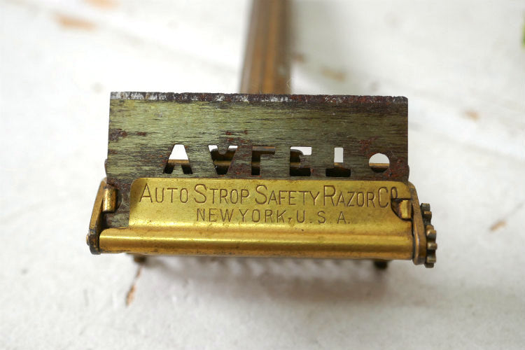 1906y~ Valet Auto Strop 真鍮製 ヴィンテージ カミソリ 髭剃り シェービング シェーバー バーバーショップ USA