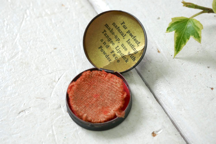 TANGEE ROUGE 口紅 フェイスパウダー George W Luft Co パフ付き ミニサイズ アンティーク ルージュ缶 ティン缶 USA