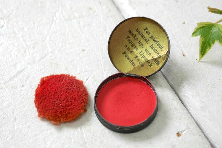 TANGEE ROUGE 口紅 フェイスパウダー George W Luft Co パフ付き ミニサイズ アンティーク ルージュ缶 ティン缶 USA