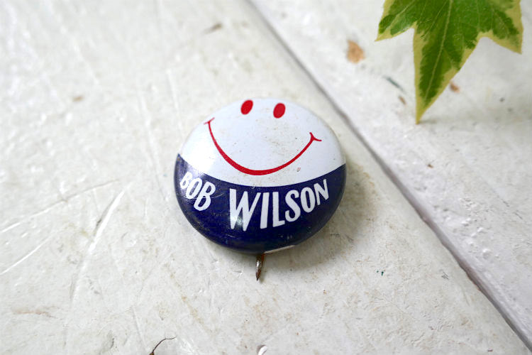 スマイル BOB WILSON ヴィンテージ 缶バッジ USA ファッション アクセサリー