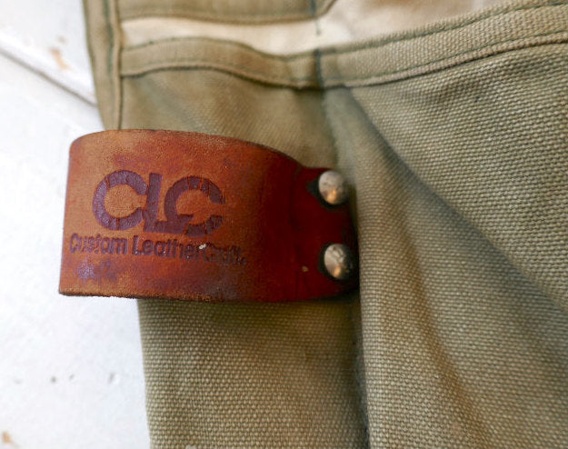 Custom Leather Craft CLC ベージュ×カーキ キャンバス地 14ポケット ヴィンテージ エプロン ツールエプロン 古着 USA