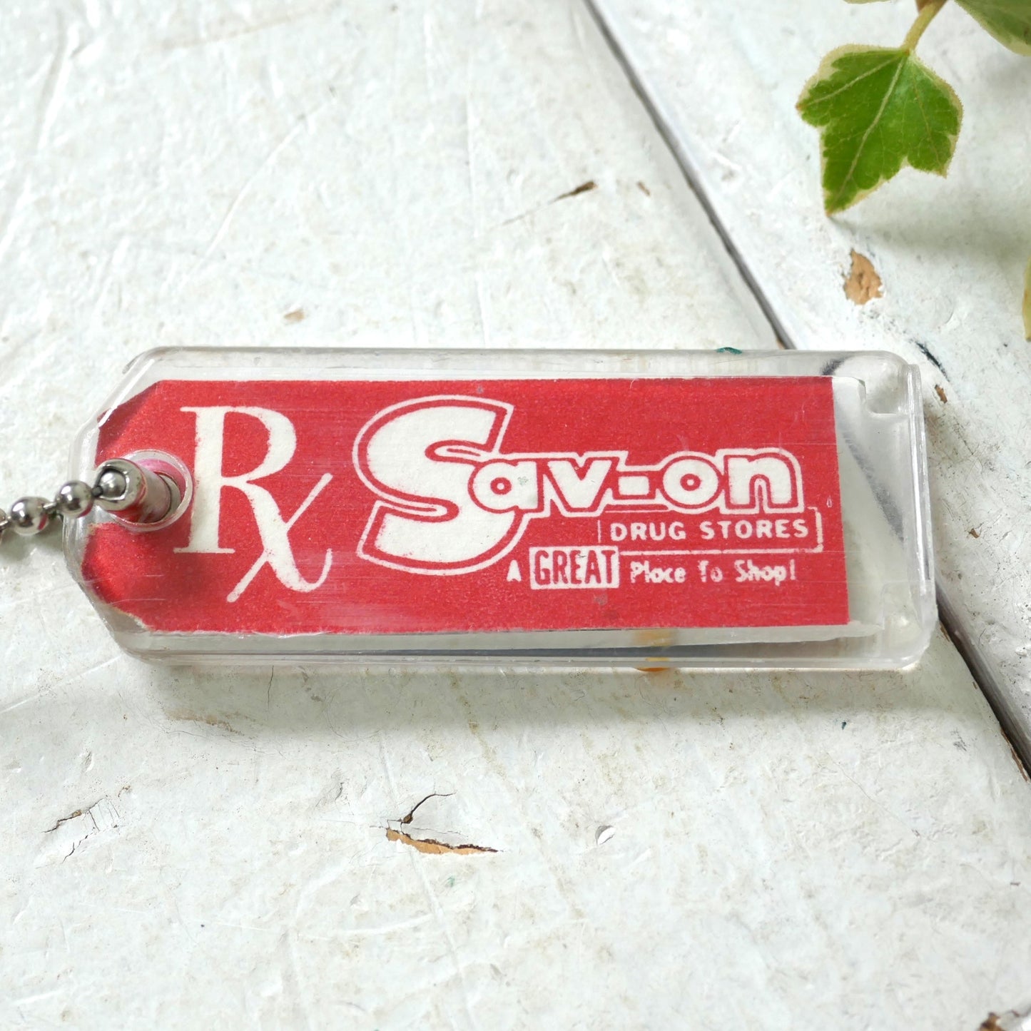 RX Sav-ON  セイボン ドラッグストアチェーン 薬局 アドバタイジング ヴィンテージ キーホルダー プラスチックタグ 鍵2本 key付き USA