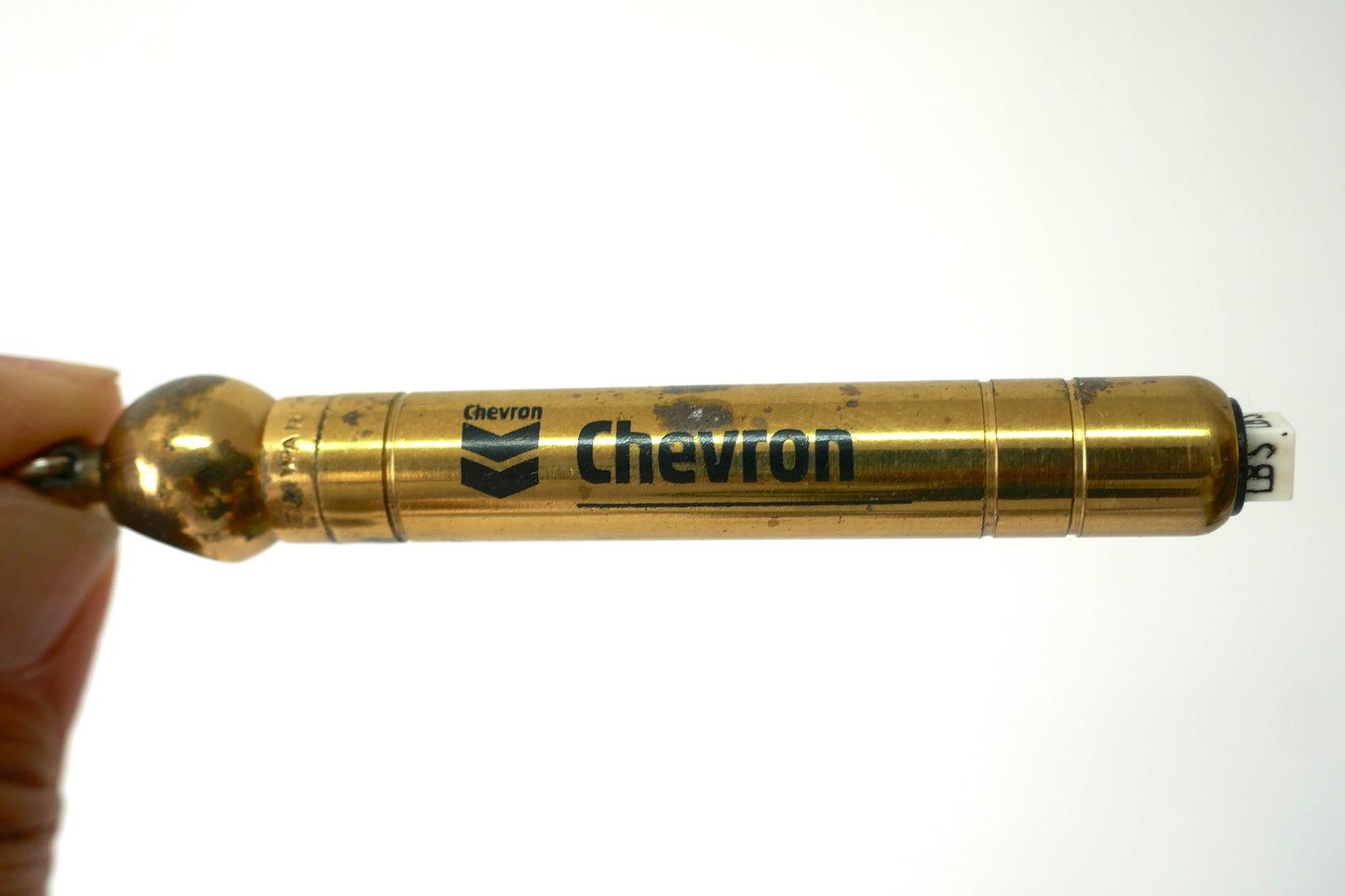 1970~1980y Chevron 真鍮 シェブロン ペンシル型 タイヤ空気圧ゲージ ヴィンテージ キーホルダー ガレージ雑貨