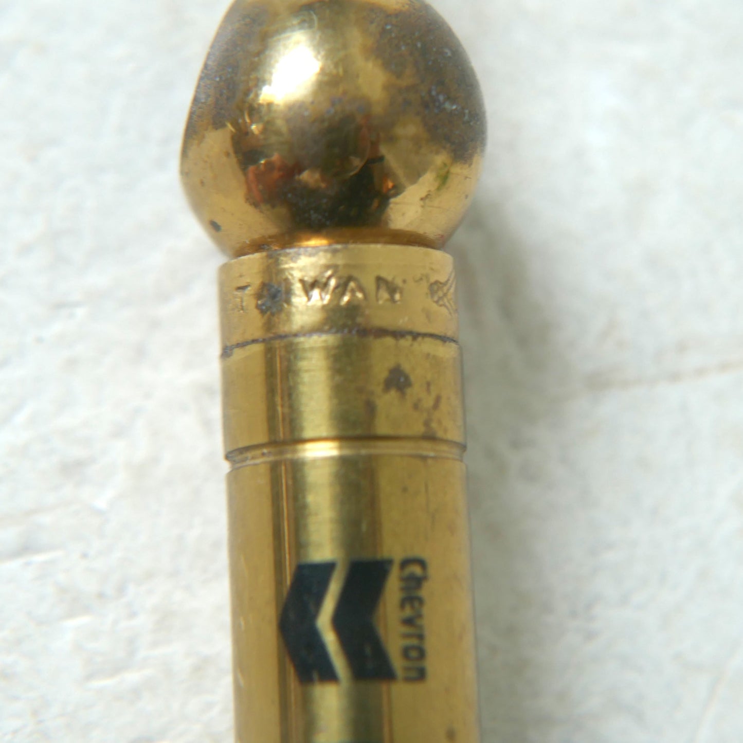 1970~1980y Chevron 真鍮 シェブロン ペンシル型 タイヤ空気圧ゲージ ヴィンテージ キーホルダー ガレージ雑貨