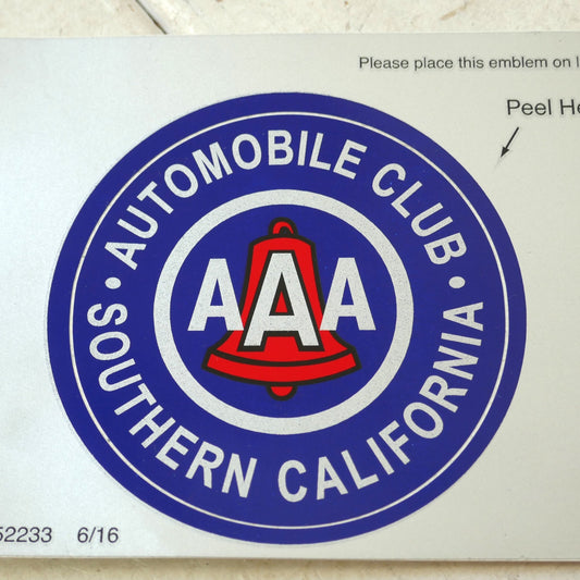 AAA トリプルエー AUTOMOBILE CLUB 南カリフォルニア 限定品 オリジナル　ステッカー 1枚 正規品 当時モノ デッドストック USA